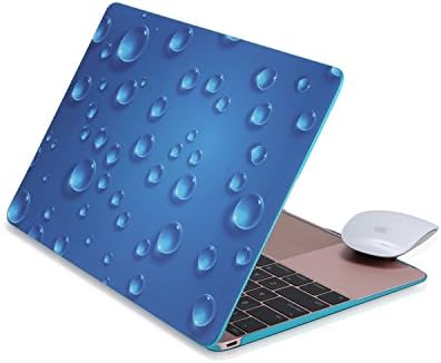 WINHI MacBook 12 Inch Case with Retina Display Rubberized Hard Folio Case Cover for Model A1534 (with Keyboard Protective Film &amp; Mouse Pad) - Water Drop