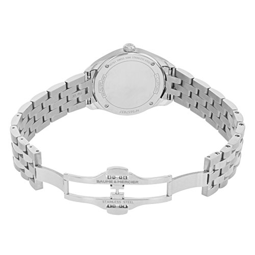 Baume-et-Mercier-Clifton-Diamant-Mercier-Mutter-Damen-Baume-Uhr-Pearl-Stahl-und-der