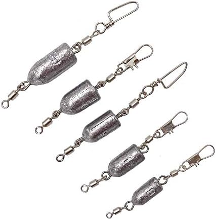 MilepetUK 10Pcs Fishing Sinkers Weights Bullet Lead Sinker Rolling Swivel with Interlock Snap Connector Inline,8g 10g 15g 20g 25g Available