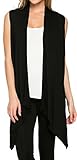 Hibluco Women's Casual Lightweight Sleeveless Open Front Cardigan Asymmetrical Hem Vest