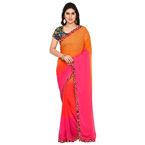 Styles Closet Multi Color Plain Saree with Designer Blouse Piece
