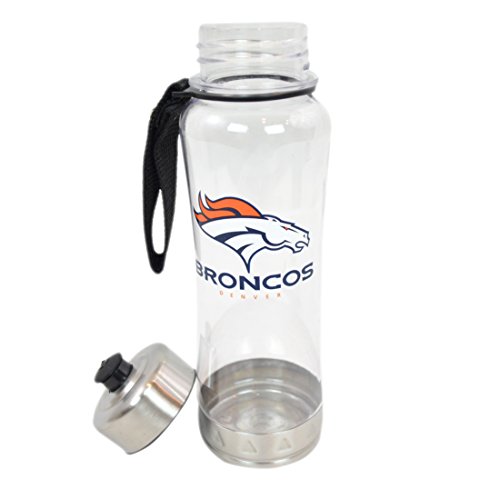 Duck House Official National Football League Fan Shop Authentic 2-Pack NFL Clear Clip-On 16oz Water Bottle Bundle (Denver Broncos)