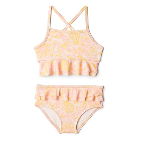 Amazon Essentials x Sofia Grainge Baby - Maedchen Zweiteiliger Badeanzug mit gekreuzten Traegern, Muschelrosa Verziertes Paisley, 6-9 Monate