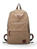 Muzee Canvas Backpack for School Travel Rucksack Fits up to 15 inch Laptop Khaki