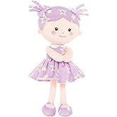 Onetoo Rag Doll Plush Baby Dolls Soft Baby Doll for Girls First Baby Doll Plush Sleeping Cuddle Buddy Doll Wear Star Purple Sleeveless Dress 14"