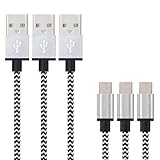 Micro USB Charger Cable 3pack 3ft Fast Quick Charging Android Charge Cord for LG Aristo / K20 / Stylo 2 3 / Tribute HD, Samsung Galaxy S6 S7 Edge / J5 J7 / Note 4 5, Motorola Moto G5 Plus - White