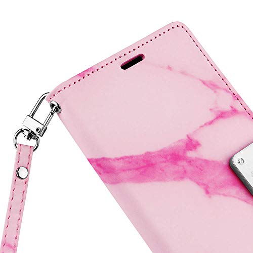 LG Stylus 4, Stylo 4 [El Lumiere Marble Wallet Case] Multi-Card Slot Wallet Case [Drop Protection] Premium Leather [Kickstand Feature] (M-Hot Pink) - Thumbnail 5