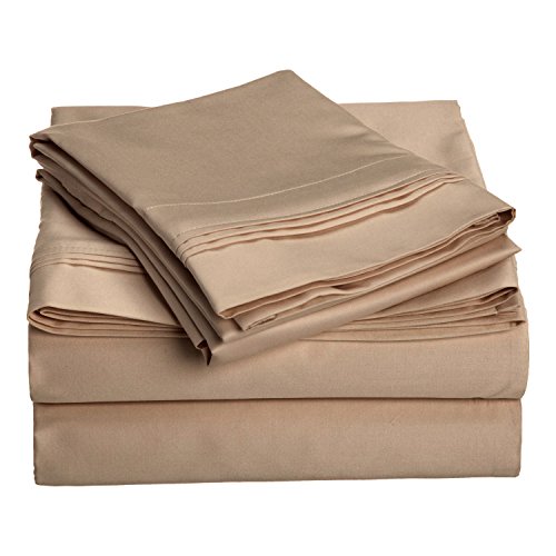 SUPERIOR Egyptian Cotton 1000 Thread Count, Aesthetic Bedding Essentials Sheet Set, California King, Taupe
