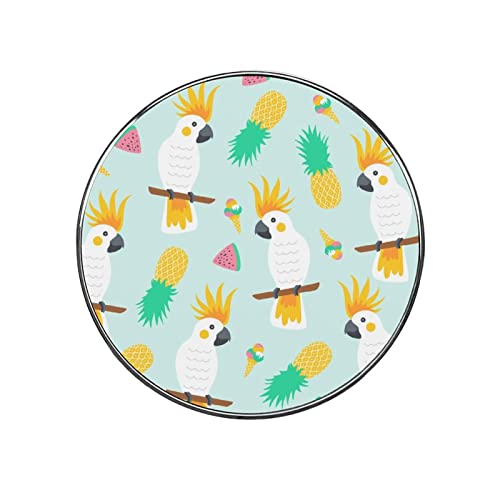 Parrot and Pineapple Fridge Sticker Round Refrigerator Decorative Cute Accessories for Home Kitchen Decor