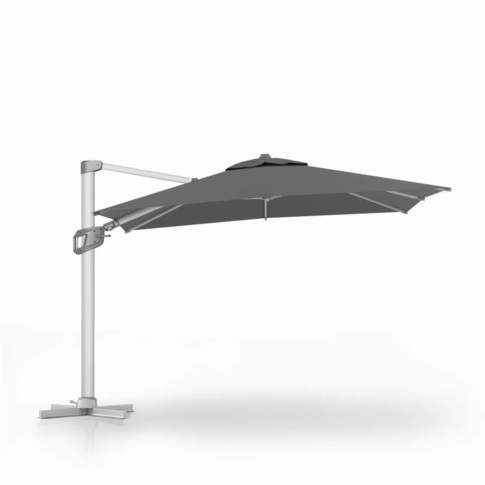 Photo 1 of wikiwiki 10x10FT Cantilever Patio Umbrella, Offset Umbrella Outdoor Patio with 360° Rotation and Unlimited Tilting System, Heavy Duty Large Umbrella with Cross Base, Grey