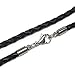 Loralyn Designs 3mm Men's Black Braided Leather Necklace Cord with Stainless Steel Lobster Clasp (16-30 Inch)
