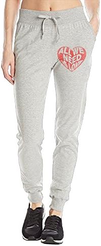 All We Need Is Love Red Heart Custom Tie Waist Sweatpants With Side Pockets Fashion Jogger Trousers For Girls Medium Ash