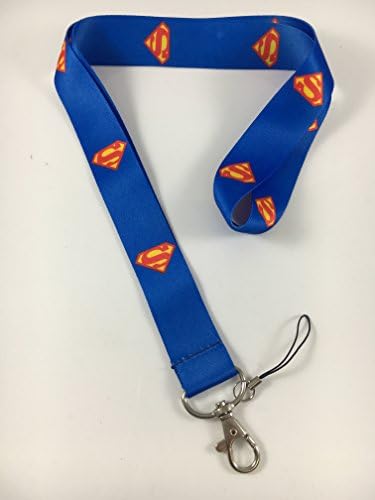Batman Symbol Costume Cosplay Props Keychain Badge Holder Lanyard (Blue Superman)