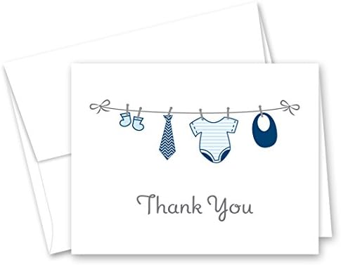 MyExpression.com 50 Cnt Hanging Baby Boy Cloth Baby Thank You Cards