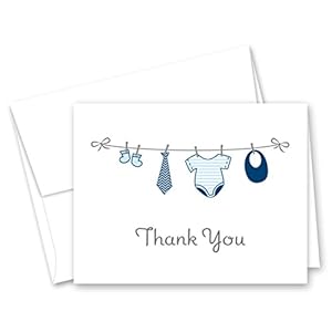 MyExpression.com 50 Cnt Hanging Baby Boy Cloth Baby Thank You Cards