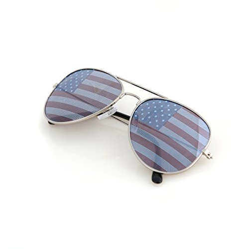 Shaderz USA America Aviator Sunglasses Silver Color Frame