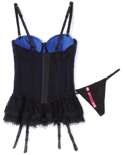 Seven Til Midnight Women's Victorian Lace Bustier,Blue,Medium