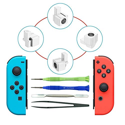 Joy-con Replacement Latches for Nintendo Switch, Yoelike Metal Lock Buckles Repair Tools Kit for Nintendo Switch NS Joy Con with Screwdrivers (Silver)
