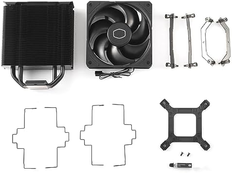 Hyper 212 Black CPU-Luftkühler – Aluminium-Finish, 4 kompakte kontinuierliche Direktkontakt-Heatpipes, SickleFlow 120 Edge-Lüfter, LGA1700- und AM5-Halterungen – Schwarz