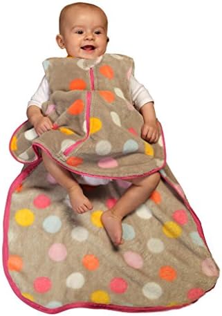 Gunapod Sleep Sack Girl Fleece Wearable Blanket Baby Sleeping Bag 9-18 months, Grey/Multi Dots