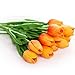 CTUER 12Pcs Artificial Tulip Real Touch Tulip Flowers Fake Silk Flowers for Vases Wedding Home Room Party Decoration (Orange)