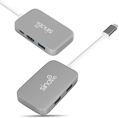 USB C Hub, Sinopie USB C Adapter 3.1 with Type C Charging Port, HDMI Output, 3 USB 3.0 Ports, Portable for MacBook 12" / MacBook Pro13" / 15" and More Type C Device Aluminum Alloy (grey)