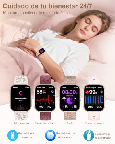 Smart Watch Woman Small with 4 Straps 1.75" Smartwatch Woman with Calls Bracelet Activity Heart Rate Sleep SpO2 Female Function 120+ Sports Modes Gift iOS Android, Rose Gold
