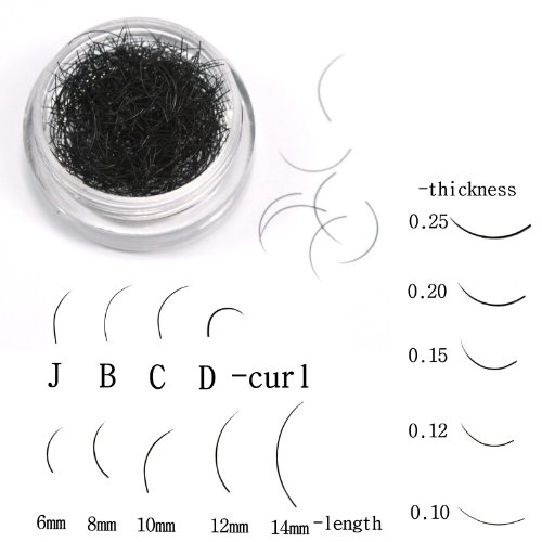 5 Gram Eyelash Extensions Individual Loose Signature Mink Eyelash C Curl Thickness 0.10,0.12,0.15,0.2,0.25mm Length 6mm 8mm 10mm 12mm 14mm Silk Lashes (Length-12mm, Thickness-0.25)