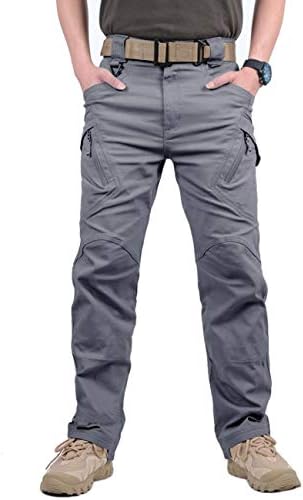 Soldier Tactical Waterproof Pants, Combat Hiking Outdoor, Mens Tactical Cargo Work Trousers, Survivor Outdoor Waterproof Military Combat Pants with Elastic Waist.