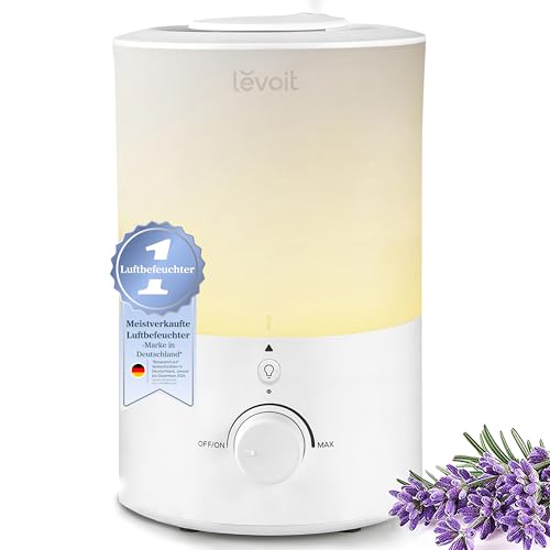 Luftbefeuchter Schlafzimmer, langlebig mit Auto Shut-off, Kaltnebel-Ultraschall mit oberer Befüllung, 25 dB Raumbefeuchter für Baby, Pflanzen, bis 25H, 3 L, Warmweiß