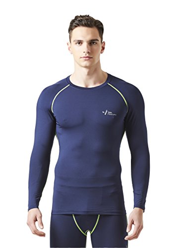 762MPH Men's Compression Quick Cool Dry Long Sleeve Baselayer Underlayer Shirt Navy/Green XX-Large