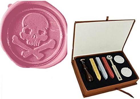 MDLG Vintage Skull Cross Bone Ghost Cool Personalized Picture Letter Logo Retro Invitation Wax Seal Stamp Wax Sticks Melting Spoon Gift Box Set