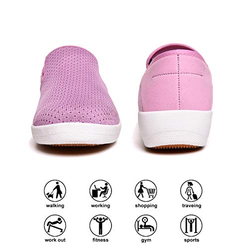 CARENURSE Women Fashion Sneaker Slip on Walking Shoes Summer Comfort Breathable for Daily,Pink