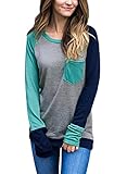 Dokotoo Womens Fashion Amazon Loose Casual Ladies Long Sleeve Crewneck Color Block Tunic Sweatshirt Pullover Blouse Tops T Shirt Grey Small
