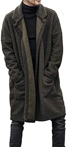 Grimgrow Men's Long Coat Wool Blend Reversible Thicken Warm Winter Long Jacket