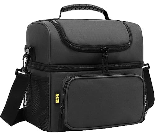 MIER Mens Insulated Lunch Box, Dual Compartment Large Lunch Bag