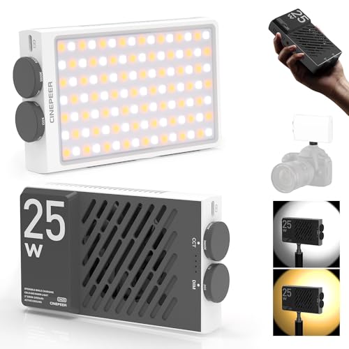 LED Video Light, ZHIYUN CINEPEER CM25 25W LED Camera Light with 2000mAh Battery, Dimmable 2700-6200K with Silicone Diffuser, TLCI 97+ CRI 96+ for Vlogging, TikTok, Photography Portrait