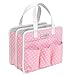 Everything Mary Pink Deluxe Tag Along Storage Organizer Tote - Bin for Tools, Crafts, Home, Garage, Make-Up, Desk, Nursery, Supplies Organizational Storage Bin with Handles for Travel