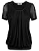 Blouse Top,Timeson Womens Basic Elegant Soft Round Neck Short Sleeve Chiffon Blouse Tops Medium Black