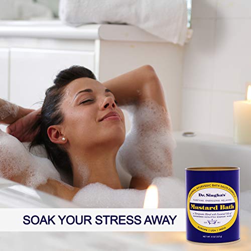 Dr. Singha's Mustard Bath, Therapeutic Bath Salts, 8 Ounce - Relaxing Bath Salts with Essential Oils For Sore Muscles