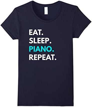 Womens Eat Sleep Piano Repeat t-shirt - Play Piano Medium Navy
