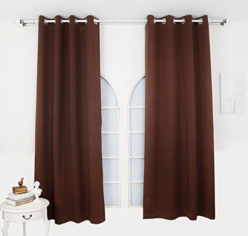 OZ special Window Treatments Blackout Curtains Full Shading Drapes Panels Solid Silencer Grommet Thermal Insulated Curtains for Bedroom KidsRoom(2 Panels) (52’’W x 95’’L, Toffee Brown)