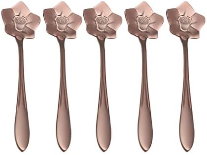 Coffee Scoops, Stainless Steel Tableware Creative Platycodon Flower Pattern Coffee Spoons Stirring Spoon Sugar Spoon Teaspoon (Rose Gold)