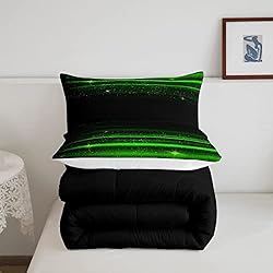 Ombre Stripes Bedding Set Queen Black Green Outer
