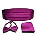 PenSee Mens Formal Solid Pre-tied Bow Tie & Pocket Square & Cummerbund Set