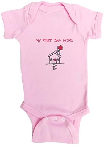 As We Grow - My First Day Home - Baby Coming Home Outfit - Bodysuit Romper (Newborn, Pink)