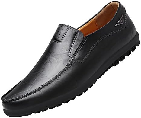 Ultifree Men's Leather Loafer Slip-on Moccasin Shoes Calm/Black 8 D(M) US