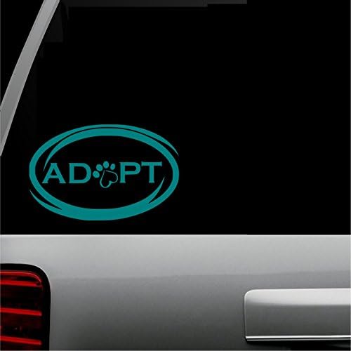 Adopt a Dog (Teal) Cat, Animals, Decal Animal Shelter Rescue Dog Lovers Pets Vinyl Sticker Auto Car SUV Truck Window 6" x 3" (Teal)