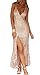 Missord Women's Sleeveless V Neck Sequined Maxi Prom Dress with Side Split
