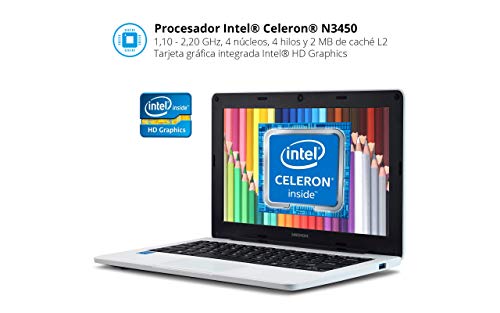 MEDION-Classmate-E11201-Ordenador-portatil-para-educacion-de-116-HD-Intel-Celeron-N3450-4GB-de-RAM-64GB-eMMC-Intel-HD-Graphics-Windows-10-Pro-Academic-Color-Blanco-Teclado-Qwerty-Espanol